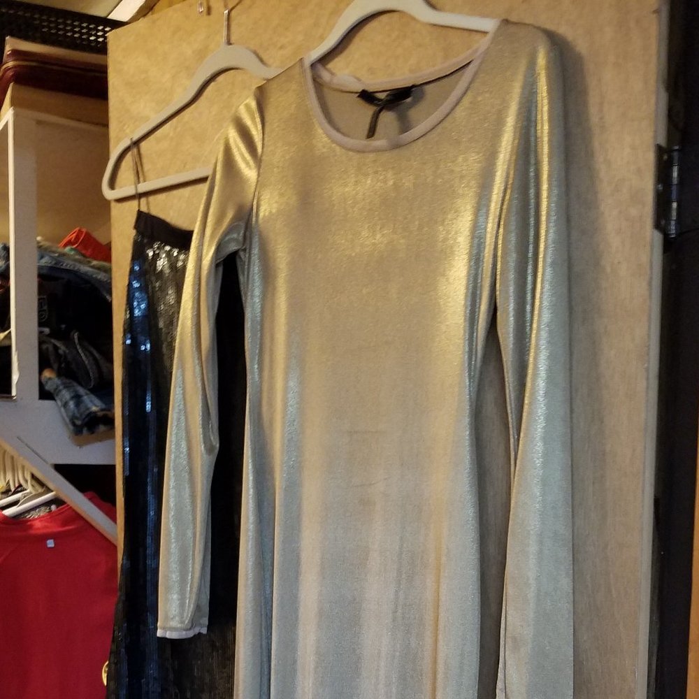 BCBG Gold Shimmer Dress